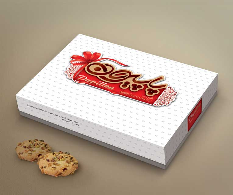طراحی جعبه شیرینی پاپیون