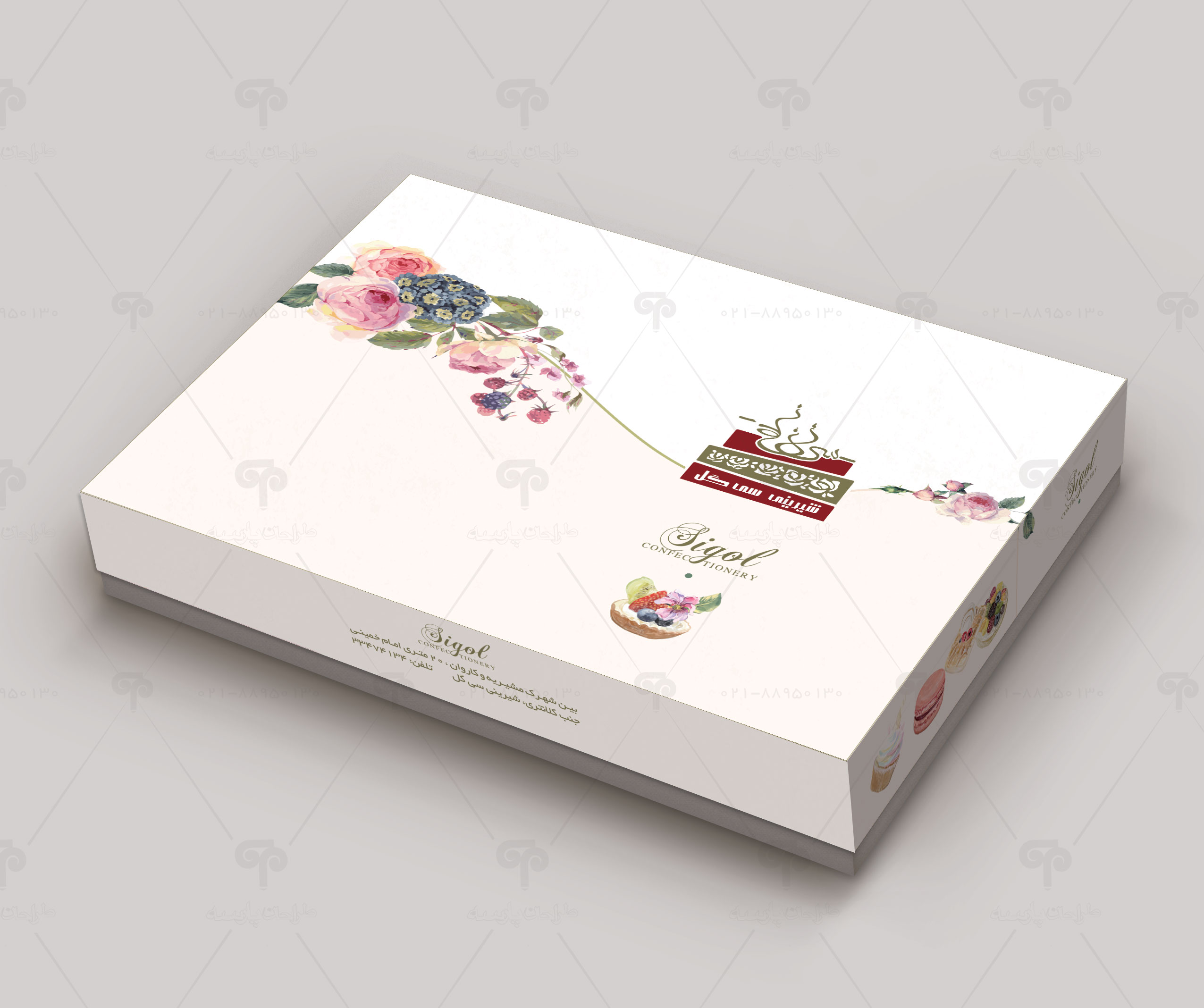 طراحی جعبه شیرینی سی گل