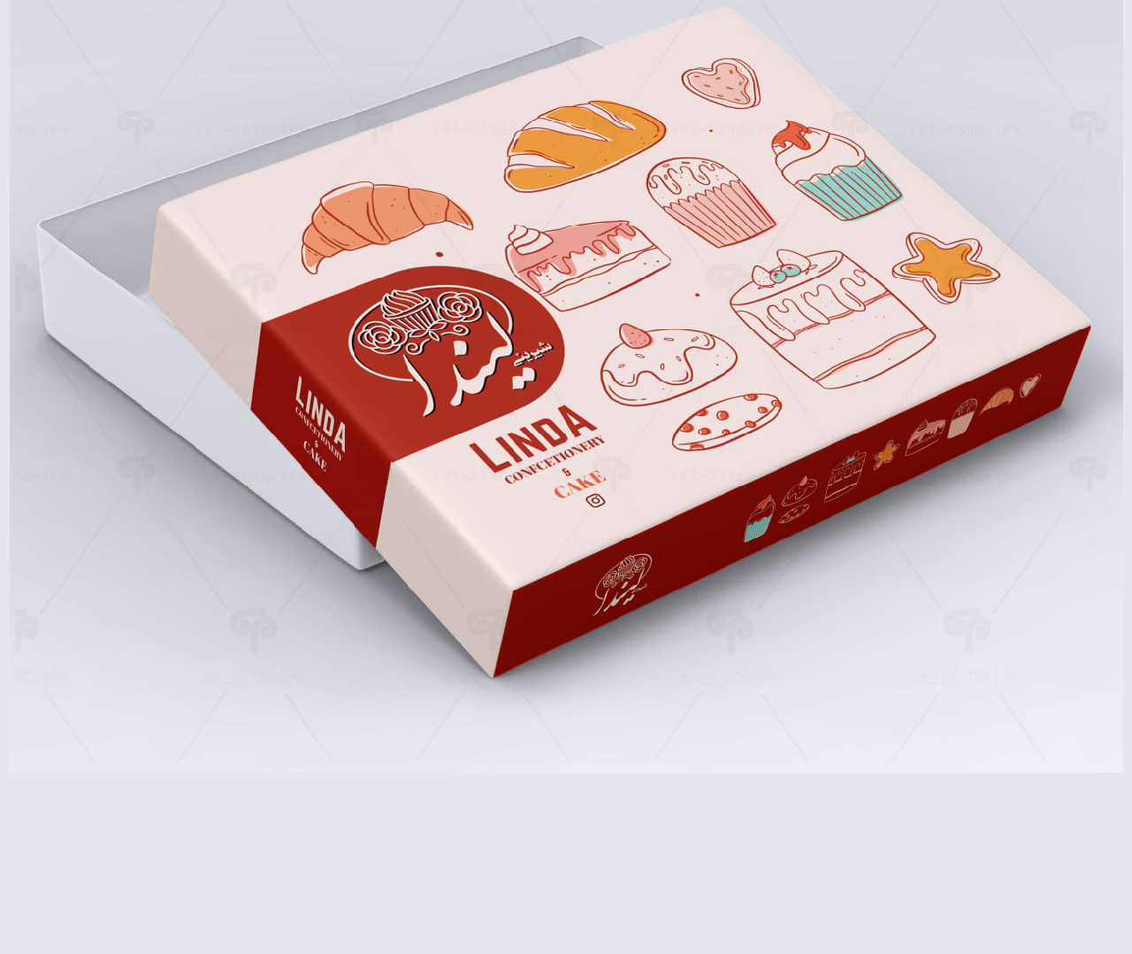 طراحی جعبه شیرینی لیندا 3